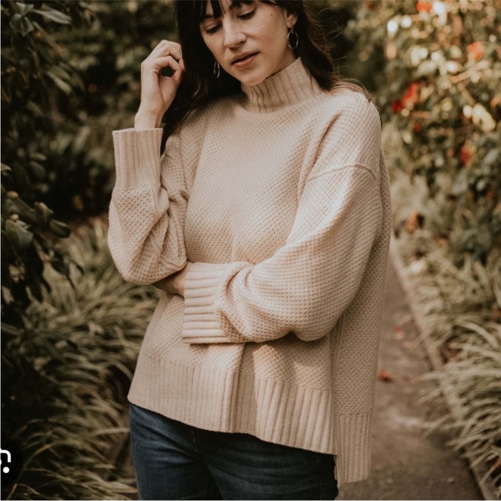 Everlane Recycled Cashmere Stroopwafel Turtleneck Tan/Beige Small